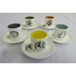 Wedgwood Susie Cooper Black Fruit C893/8  five cups and six saucers