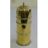 A 19th century Continental silver gilt sugar castor, cylindrical, beaded borders with pierced pull