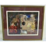 John Piper framed and glazed abstract composition polychromatic lithographic print, signed bottom