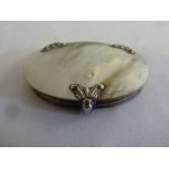 Mother of Pearl and silver magnifying glass oval with hinged lens A/F