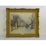 G. G. Romano oil on canvas of Parisienne street scene, Boulevard des Batignolles -44.5 x 53cm