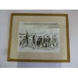 Rene Glorion, watercolour wash of figures by the waterside signed bottom right - 36 x 39.5cm