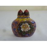 Peking glass double stopper snuff bottle decorated with flowers and scrolls