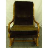 Parker Knoll 1960s upholstered rocking chair, label to base