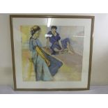 B. A. Frankel framed and glazed painting of resting dancers, signed bottom left - 78 x 85cm