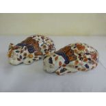 Pair of Chinese ceramic crouching cats