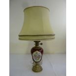 Porcelain and gilt table lamp and shade