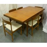 A 1970s teak dining table and six matching chairs