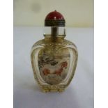 Chinese late 19th century reverse painted snuff bottle decorated with horses