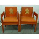 Pair of 1969 Prince of Wales Investiture chairs to include provenance and an invitation to the