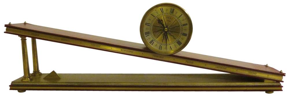 Dent inclined plane mantle clock, sometimes referred to as a Rolling Drum clock - Image 2 of 2