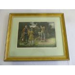 Lawrence Josset, framed print, The Practice Shot image of early golfers - 33 x 45.5cm