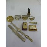 A quantity of watches, a cigarette lighter and two cigar cutters  (10)