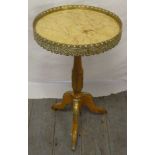 Marble top circular wine table with gilt metal mounts