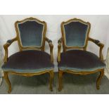 Pair of French mahogany upholstered fauteuils