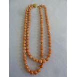 Two strand Coral necklace with 18ct gold clasp