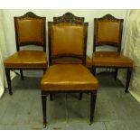 Four Victorian leatherette upholstered chairs