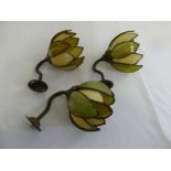 Three decorative Tiffany style floral wall lights, A/F