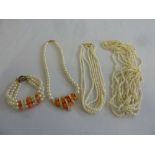 A quantity of assorted baroque and paste necklaces and bracelets  (4)