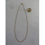 9ct gold signet ring and a 9ct gold chain, approx 6.1g