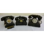 Three vintage bakelite telephones circa 1950