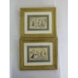 Pair of Persian hand painted images in ornate frames - 12 x 18cm