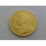 Switzerland, 20 francs gold coin, 6.5g