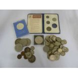 A quantity of coins and proof sets