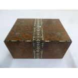 Victorian burrwood jewellery box inlaid with ivory, abalone and Mother of Pearl