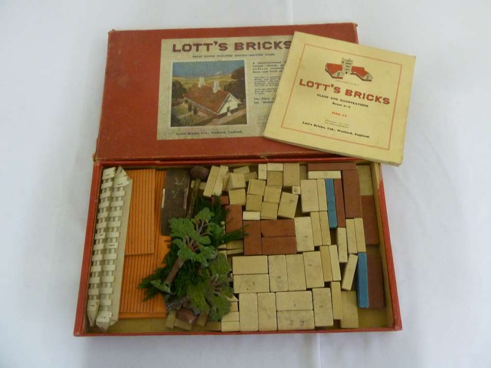 A mid 20th century Lotts bricks in original fitted box to include instructions