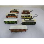 ETS & two other tinplate tramcars wagon and carriage (Sets tramcars 2 complete 2 with broken