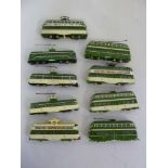 Five OO gauge motorised trolley buses powered by Bachmann motor and four others - condition good  (