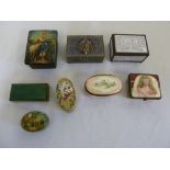 A quantity of boxes to include an 18th century Bilston pill box, a Viennese box, a cloisonné box,