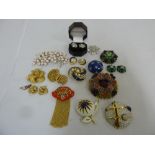 A quantity of vintage costume jewellery to include brooches and earrings