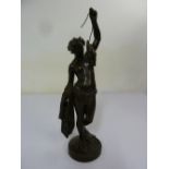 Classical bronze of a lady carrying fish and a net,  on circular base, signed J. Pradier