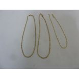 Three 9ct gold necklaces, approx 11.6g