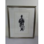 Diane Davies mono limited edition screen print, The Drummer - A Royal Marines Drummer, signed bottom