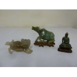 Three jadeite carved figurines