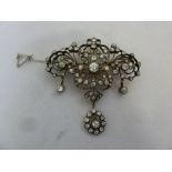 Antique Victorian diamond brooch set with old cut diamonds