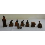 A quantity of early 20th century oriental boxwood miniature figurines, A/F (8)