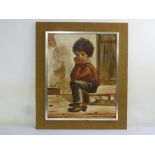 Viko oil on canvas of a child in a Parisian street, 60 x 49cm
