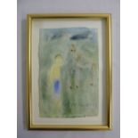 Dora Holzhandler framed watercolour of a figure and horse, signed bottom right, 24.5 x 16.5cm
