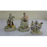 Three Continental porcelain figural groups