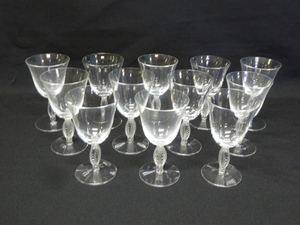 Lalique a set of twelve wine glasses