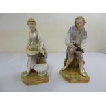 A pair of 19th century Meissen figurines, A/F