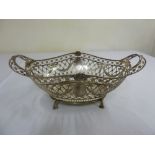 A William Hutton and Sons pierced oval bread basket in the Dutch style with two side handles