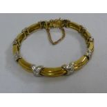 18ct yellow gold and diamond bracelet, approx 42.3g