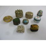 A quantity of white metal and porcelain boxes  (9)