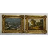 A 20th century framed oil on board of a Dutch winter scene and another rural landscape, 29 x 39cm