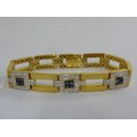 18ct yellow gold, diamond and sapphire bracelet, approx 50.2g